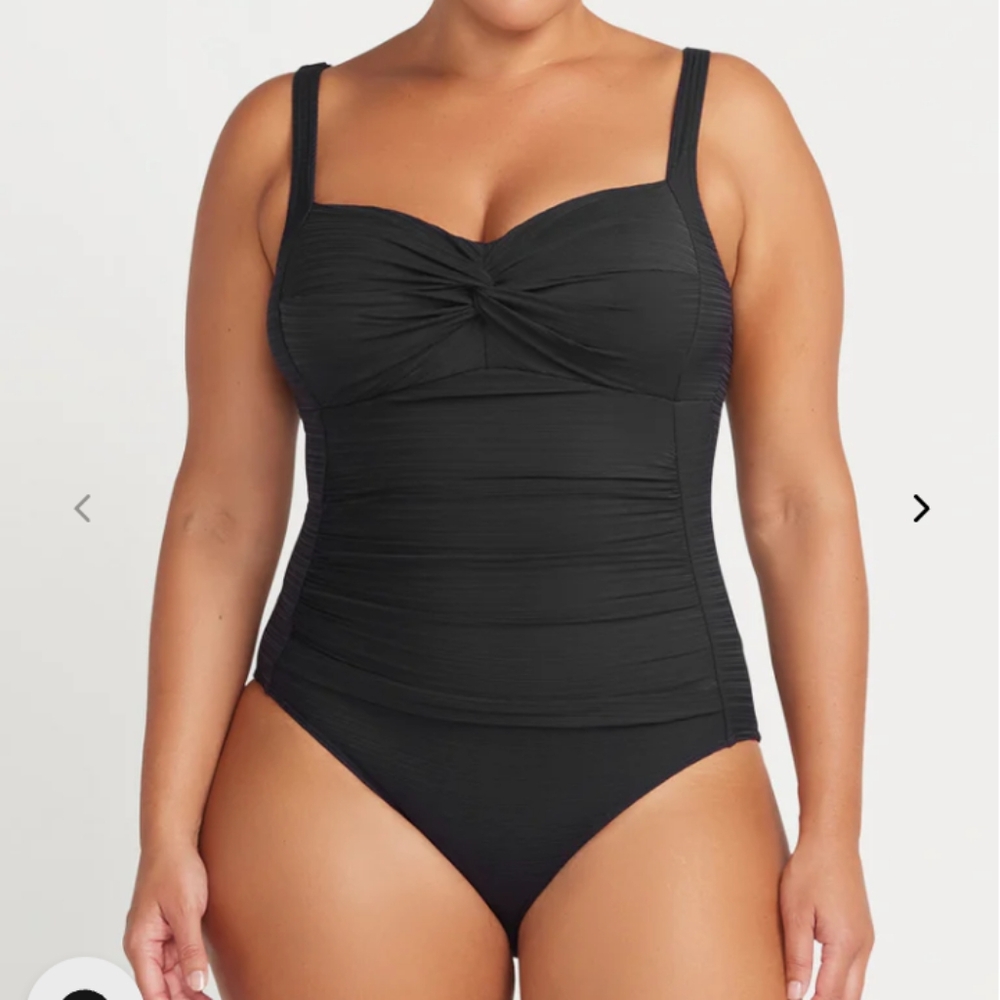 Artesands Black One Piece Ruched Bathing Suit Size 12